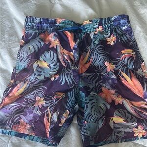 Fat Face Men's Tropical Toucan Swim Shorts - Purple and Orange